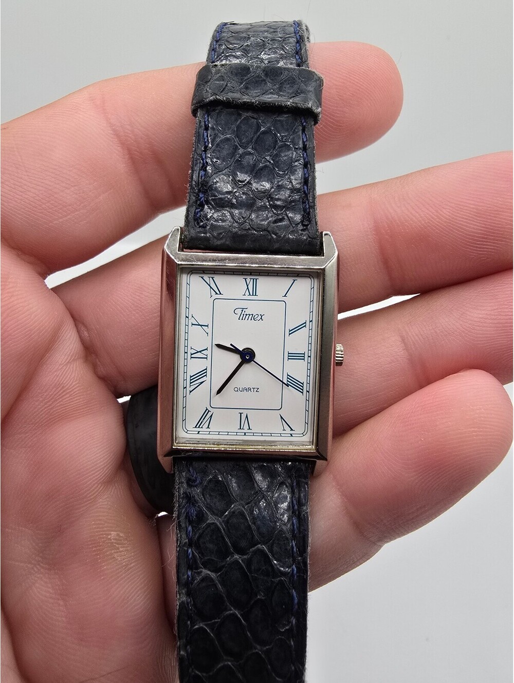 Timex "Tank" Women’s Rectangle Watch Roman Dial Blue